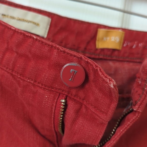 Pilcro Anthropologie Hyphen Classic Mid Rise Cut Off Denim Bermuda Shorts Red 29 - Picture 5 of 10